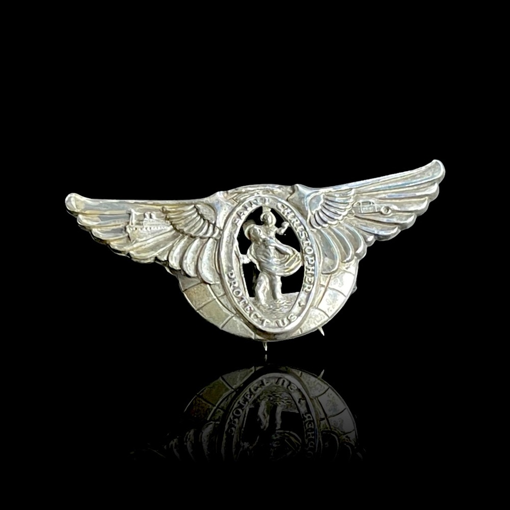 Vintage 1940 St Christopher Sterling Silver, Hat Pin, Visor Pin